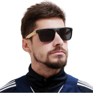 Óculos de sol masculino haste bambu.